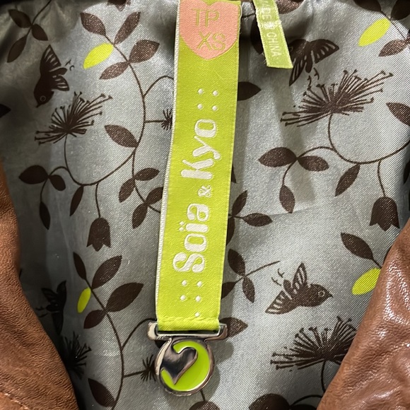 Soia & Kyo brown leather jacket (sz xs) - Picture 2 of 16